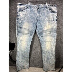 South Pole Men's 52x33 Blue Loose Baggy Wide Leg Skater Grunge Distressed Jeans